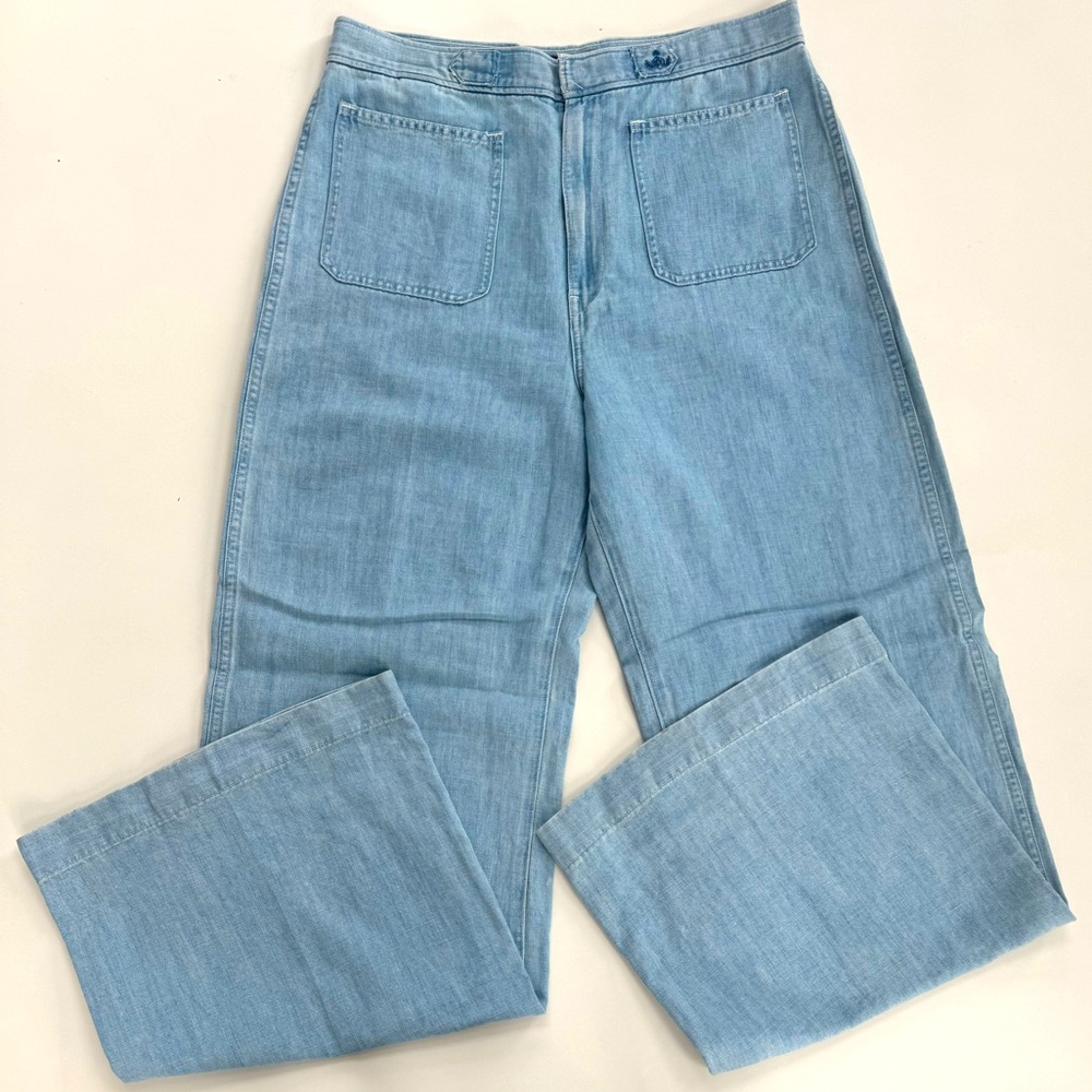 Polo Ralph Lauren Stretch Cotton Wide Leg Jean - light wash - 32 L